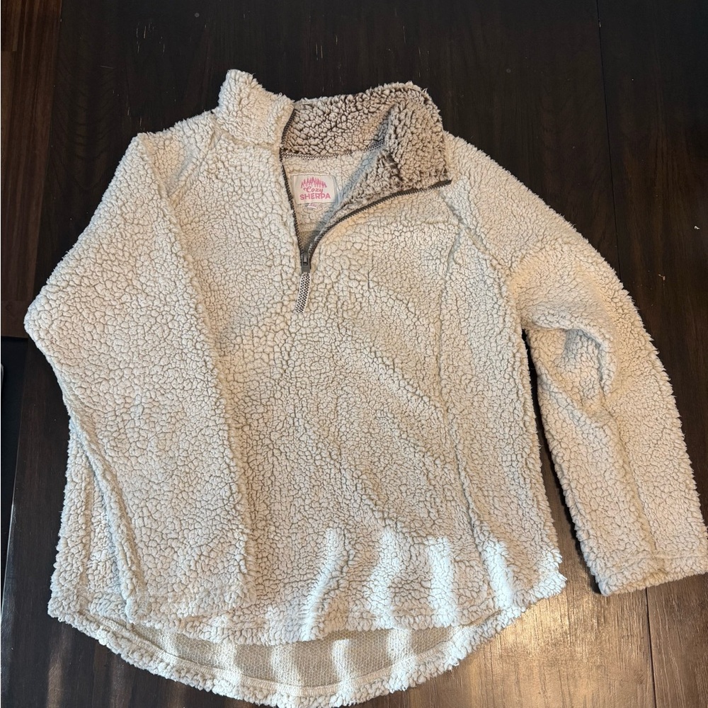 Women's Cream Sherpa Fleece Pullover